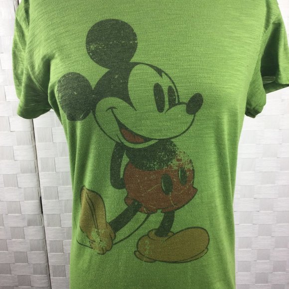 Disneyland Lime Green Faded Mickey Tee,  Size L - Picture 2 of 5